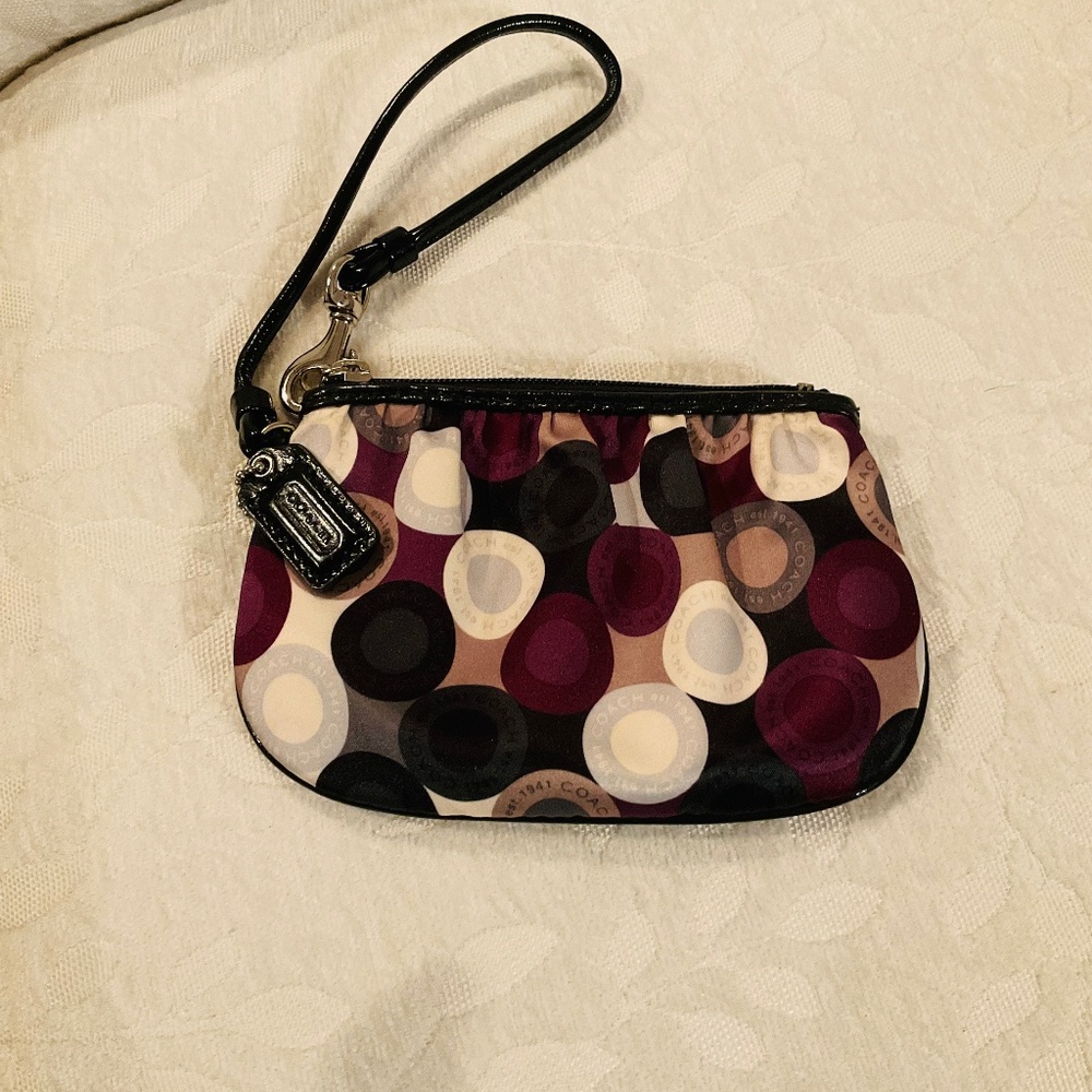 COACH Purple Satin Circle Signature Pouch